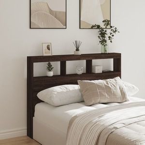 vidaXL Tăblie de pat cu dulap și LED, stejar maro, 140x17x102 cm imagine
