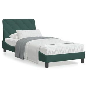 vidaXL Cadru de pat cu lumini LED, verde închis, 80x200 cm, catifea imagine