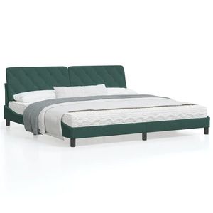 vidaXL Cadru de pat cu lumini LED, verde închis, 200x200 cm, catifea imagine