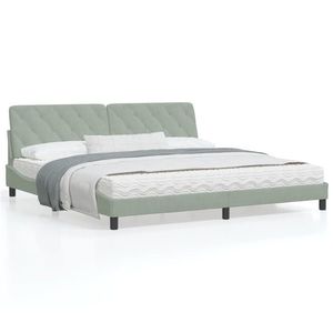 vidaXL Cadru de pat cu tăblie, gri deschis, 200x200 cm, catifea imagine