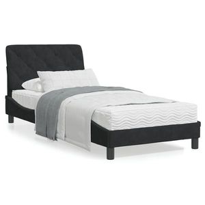 vidaXL Cadru de pat cu tăblie, negru, 90x200 cm, catifea imagine