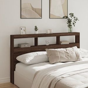 vidaXL Tăblie de pat cu dulap și LED, stejar maro, 180x17x102 cm imagine