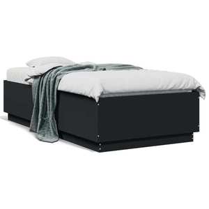 vidaXL Cadru de pat cu lumini LED, negru, 90x190 cm, lemn prelucrat imagine