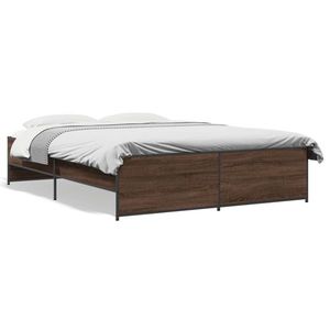 vidaXL Cadru de pat, stejar maro, 160x200 cm, lemn prelucrat și metal imagine