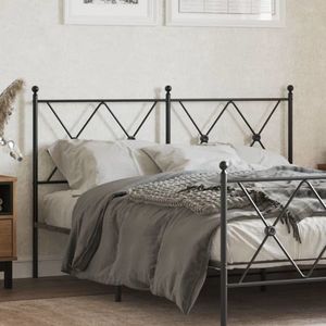 vidaXL Tăblie de pat metalică, negru, 140 cm imagine
