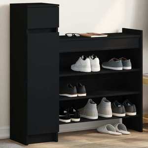vidaXL Pantofar, negru, 100, 5x28x100 cm, lemn prelucrat imagine