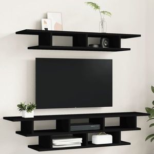 vidaXL Seturi TV de perete, negru, lemn prelucrat imagine