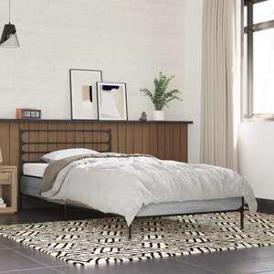 vidaXL Cadru de pat, gri sonoma, 100x200 cm, lemn prelucrat și metal imagine