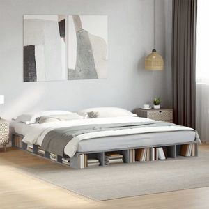 vidaXL Cadru de pat, gri beton, 200x200 cm, lemn prelucrat imagine