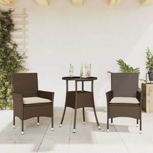 vidaXL Set mobilier de grădină cu perne 3 piese maro poliratan&sticlă imagine