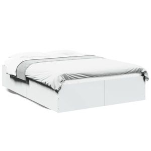 vidaXL Cadru de pat, alb, 120x190 cm, lemn prelucrat imagine