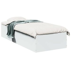 vidaXL Cadru de pat, alb, 100x200 cm, lemn prelucrat imagine