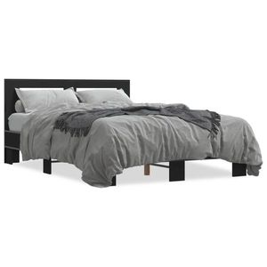 vidaXL Cadru de pat, negru, 120x190 cm, lemn prelucrat și metal imagine