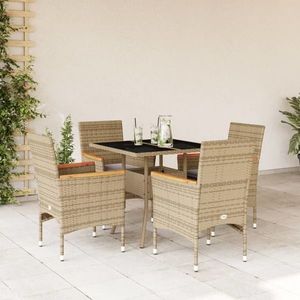 vidaXL Set mobilier de grădină cu perne 5 piese bej poliratan & sticlă imagine