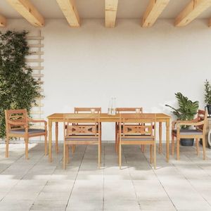 vidaXL Set mobilier grădină cu perne gri închis 7 piese lemn masiv tec imagine