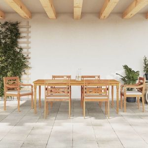 vidaXL Set mobilier grădină cu perne albe, 7 piese, lemn masiv de tec imagine