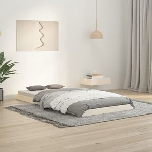 vidaXL Cadru de pat, alb, 90x190 cm, single, lemn masiv de pin imagine