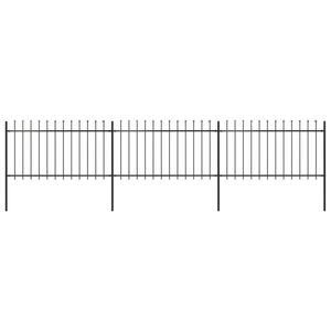 vidaXL Gard de grădină cu vârf suliță, negru, 5, 1 m, oțel imagine