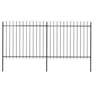 vidaXL Gard de grădină cu vârf suliță, negru, 3, 4 m, oțel imagine