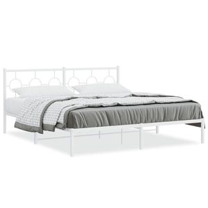 vidaXL Cadru de pat metalic cu tăblie, alb, 180x200 cm imagine