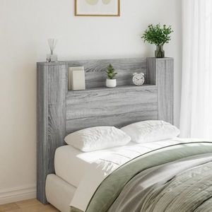 vidaXL Tăblie de pat cu dulap și LED, gri sonoma, 120x16, 5x103, 5 cm imagine
