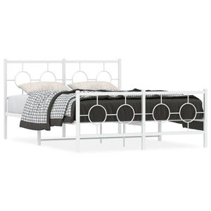 vidaXL Cadru pat metalic cu tăblie de cap/picioare , alb, 140x190 cm imagine