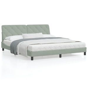 vidaXL Cadru de pat cu tăblie, gri deschis, 180x200 cm, catifea imagine