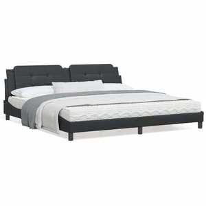 vidaXL Cadru de pat cu tăblie, negru, 200x200 cm, piele ecologică imagine