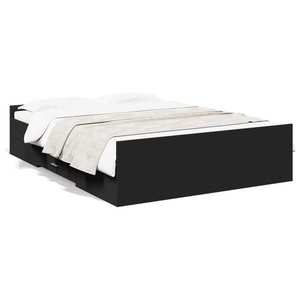 vidaXL Cadru de pat cu sertare, negru, 120x200 cm, lemn prelucrat imagine