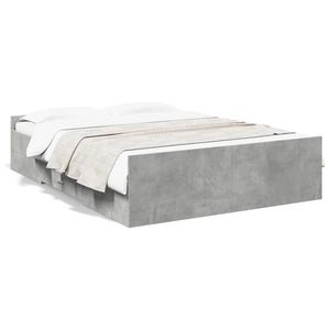 vidaXL Cadru de pat cu sertare, gri beton, 135x190 cm, lemn prelucrat imagine