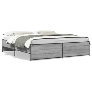 vidaXL Cadru de pat, gri sonoma, 180x200 cm, lemn prelucrat și metal imagine