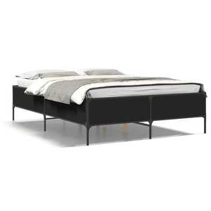 vidaXL Cadru de pat, negru, 120x200 cm, lemn prelucrat și metal imagine
