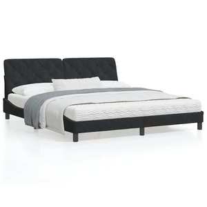 vidaXL Cadru de pat cu tăblie, negru, 180x200 cm, catifea imagine