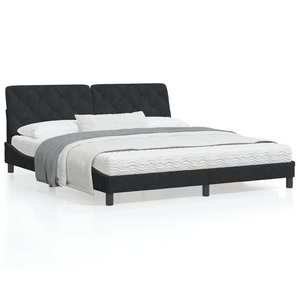 vidaXL Cadru de pat cu tăblie, negru, 180x200 cm imagine