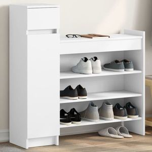 vidaXL Pantofar, alb, 100, 5x28x100 cm, lemn prelucrat imagine