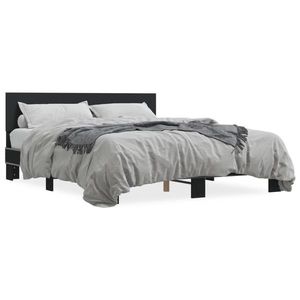 vidaXL Cadru de pat, negru, 160x200 cm, lemn prelucrat și metal imagine