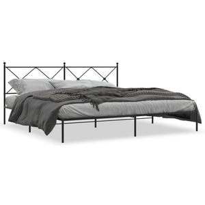 vidaXL Cadru de pat metalic cu tăblie, negru, 193x203 cm imagine