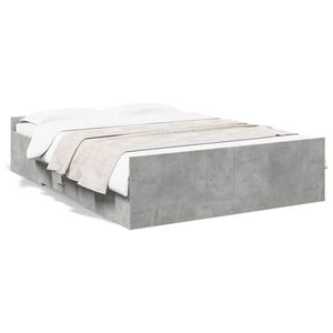 vidaXL Cadru de pat cu sertare, gri beton, 120x200 cm, lemn prelucrat imagine