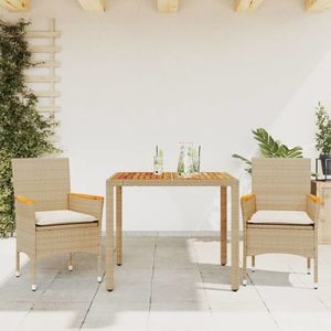 vidaXL Set mobilier de grădină, 3 piese, bej, poliratan imagine