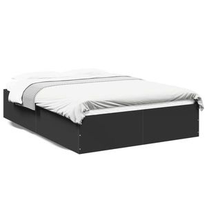 vidaXL Cadru de pat, negru, 140x190 cm, lemn prelucrat imagine