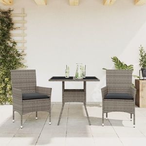 vidaXL Set mobilier de grădină cu perne 3 piese gri poliratan & sticlă imagine