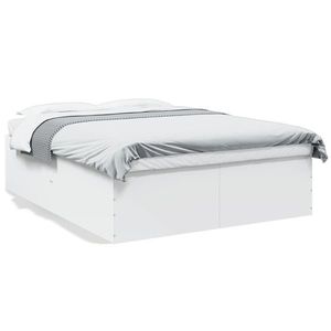 vidaXL Cadru de pat, alb, 160x200 cm, lemn prelucrat imagine