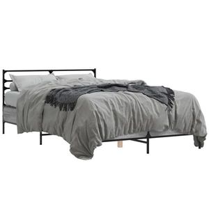 vidaXL Cadru de pat, gri sonoma, 140x200 cm, lemn prelucrat și metal imagine