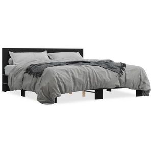 vidaXL Cadru de pat negru 180x200 cm din lemn prelucrat și metal imagine