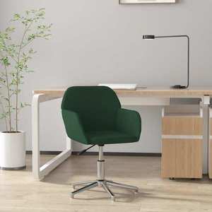 vidaXL Scaun de birou pivotant, verde închis, textil imagine