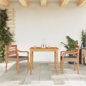 vidaXL Set mobilier grădină cu perne gri închis 3 piese lemn masiv tec imagine