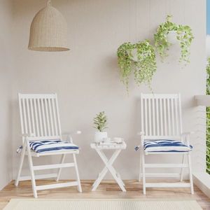 vidaXL Perne de scaun, 2 buc., albastru&alb, 40x40x7 cm, textil, dungi imagine