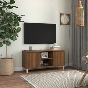 vidaXL Comodă TV, picioare lemn masiv, stejar maro, 103, 5x35x50 cm imagine