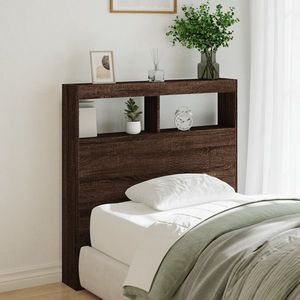 vidaXL Tăblie de pat cu dulap și LED, stejar maro, 100x17x102 cm imagine