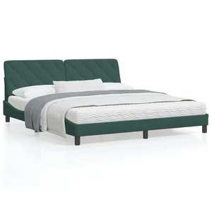 vidaXL Cadru de pat cu tăblie, verde închis, 180x200 cm, catifea imagine